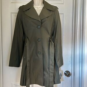 DKNY Trench Belted Coat Water Repellent Olive Green